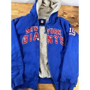 New York Giants Football Vintage NFL Zip Up Fleece Sherpa Hoodie Sweater